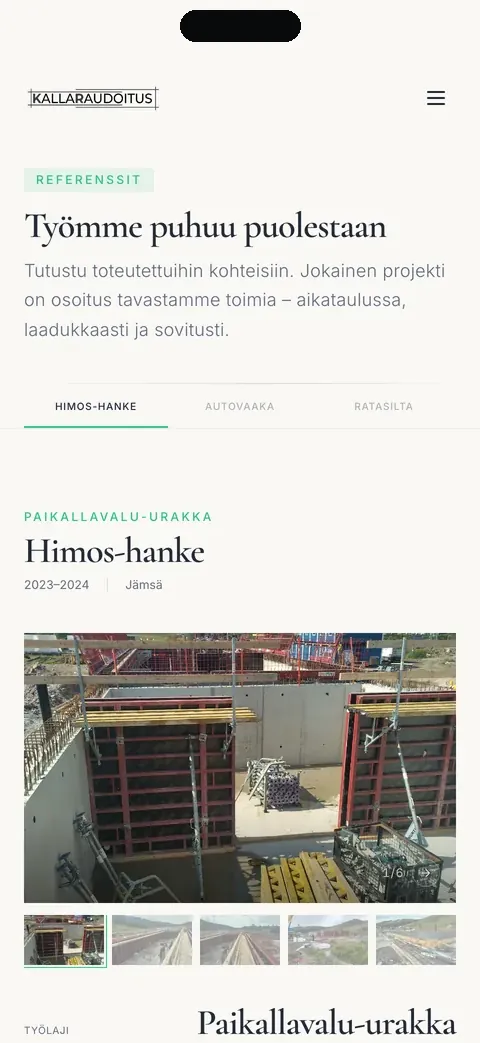 Kallaraudoitus references on mobile